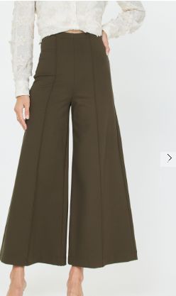 Olive Wide Leg Pants, Color: Olive, Size: XS