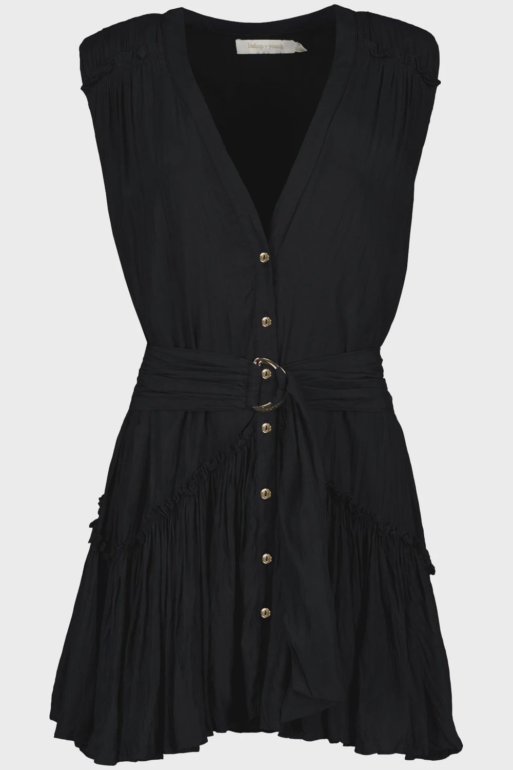 BRIDGET BELTED MINI DRESS, Color: Black, Size: XS