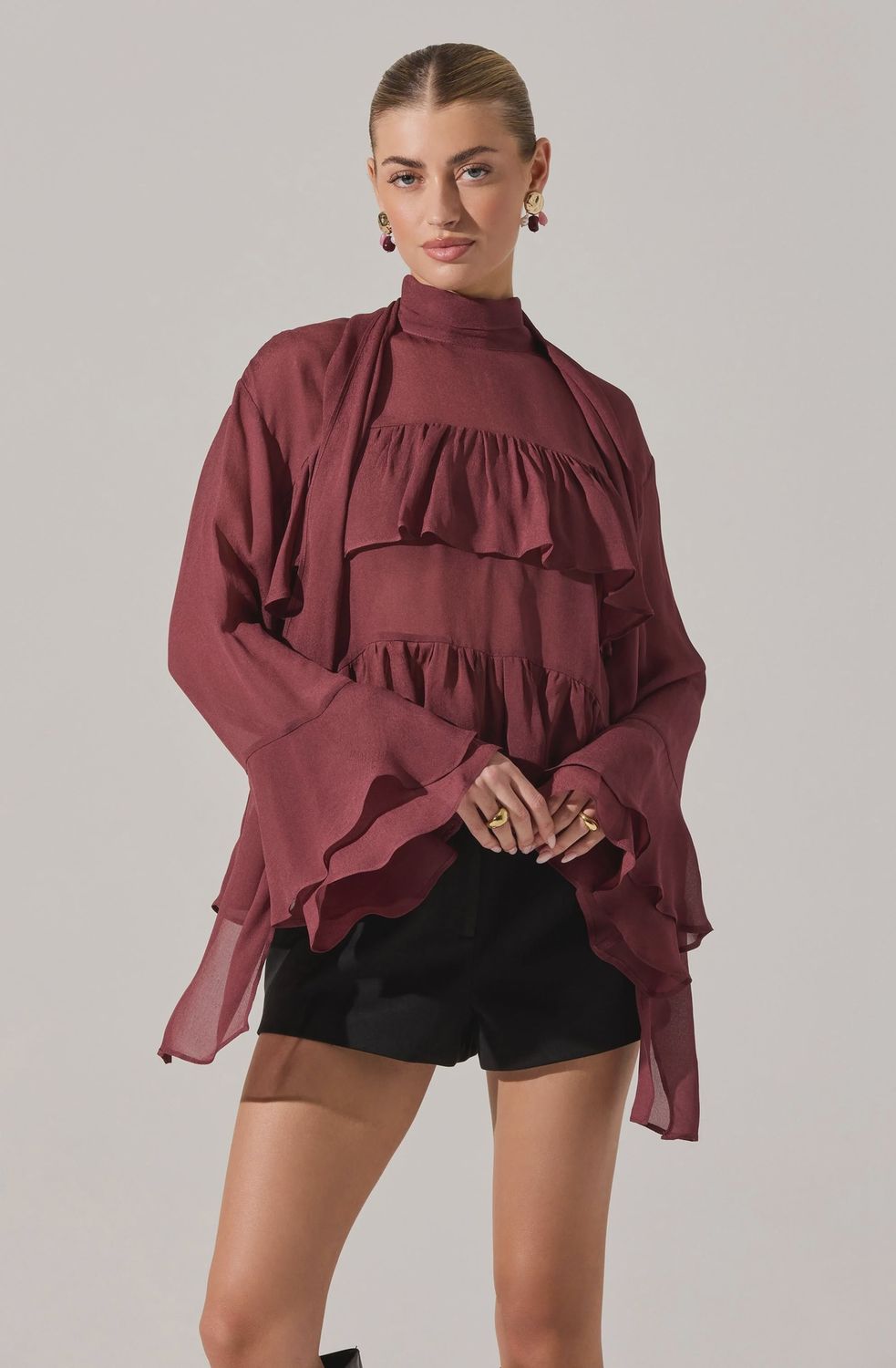 Fae Top, Color: Wine, Size: XS