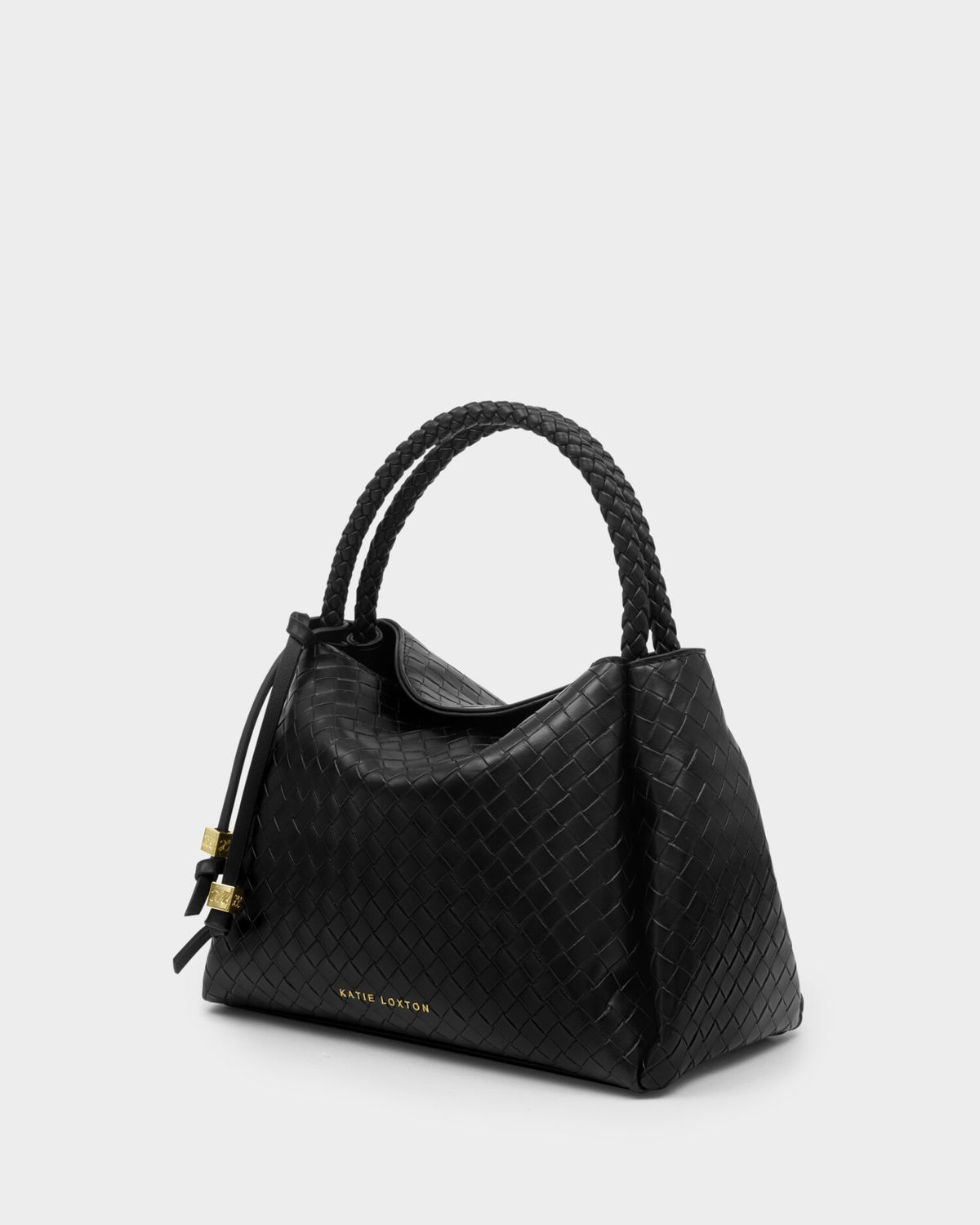 NOVA WOVEN TEXTURE TOP HANDLE BAG, Color: Black