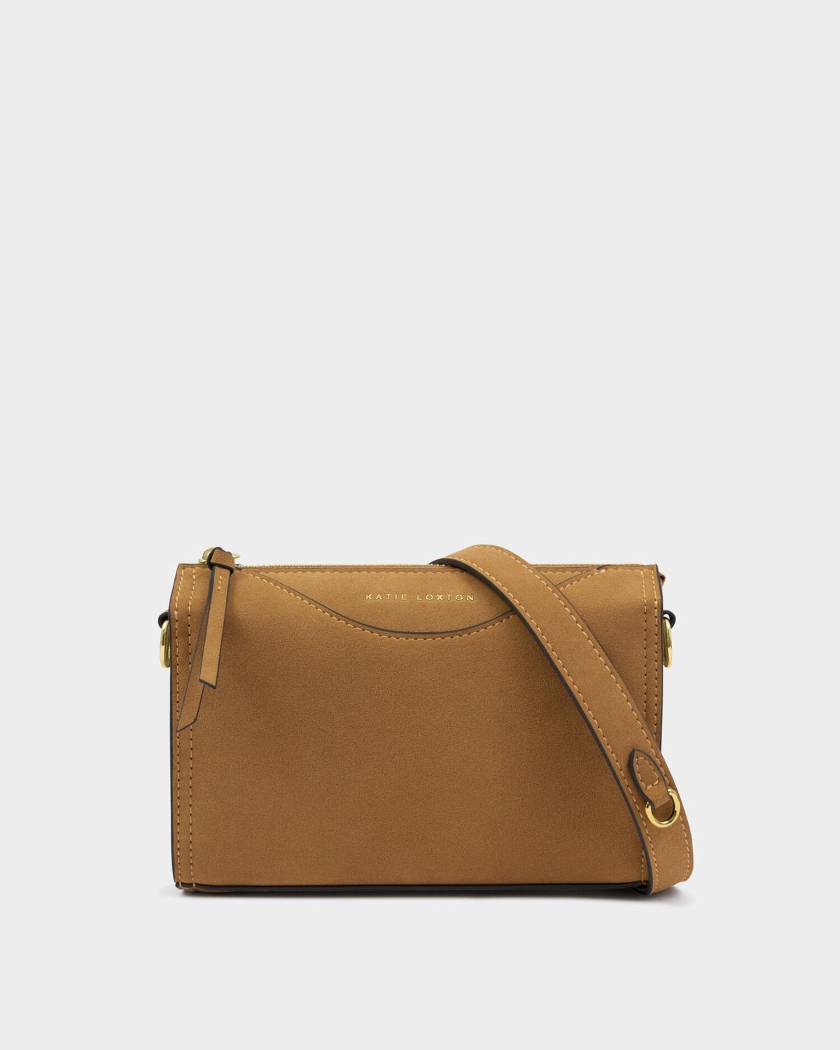 ALBA SUEDETTE CROSSBODY BAG, Color: Caramel Suedette