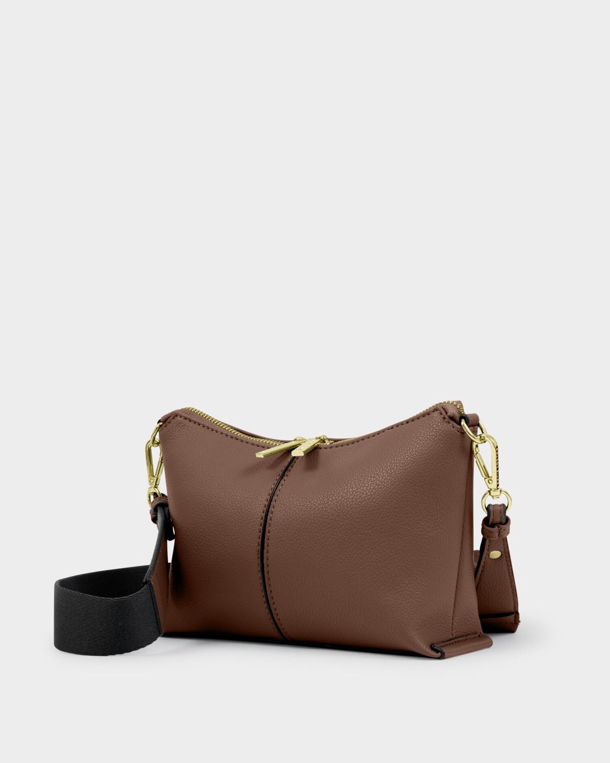 LAILA CANVAS STRAP CROSSBODY BAG, Color: Dark Chocolate