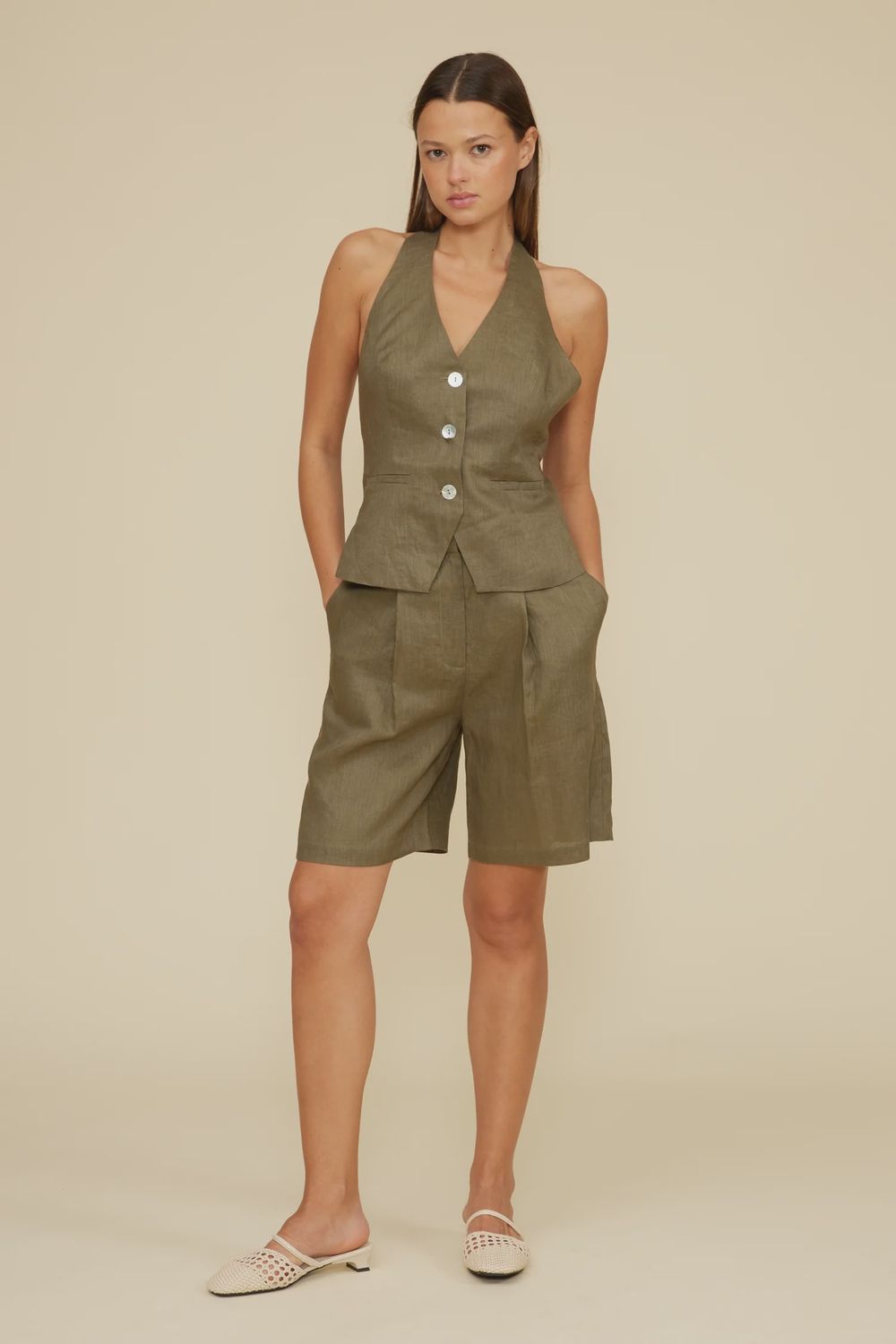 Laney Bermuda Short, Color: Olive, Size: XS