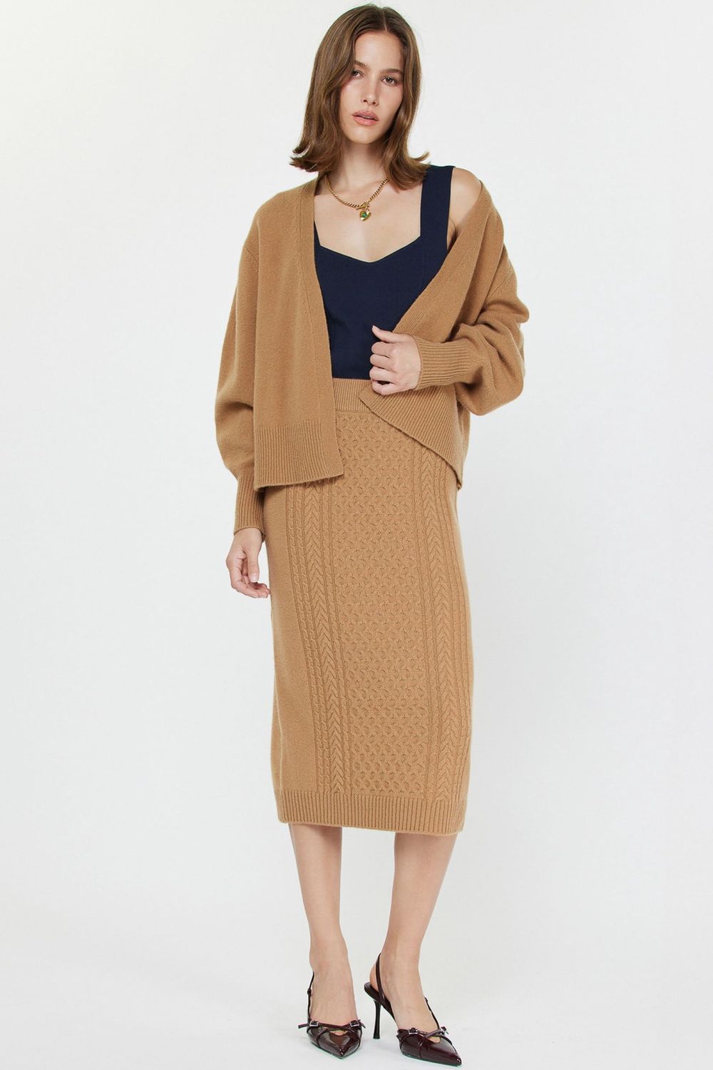 Knit Cardigan, Color: Caramel, Size: XS