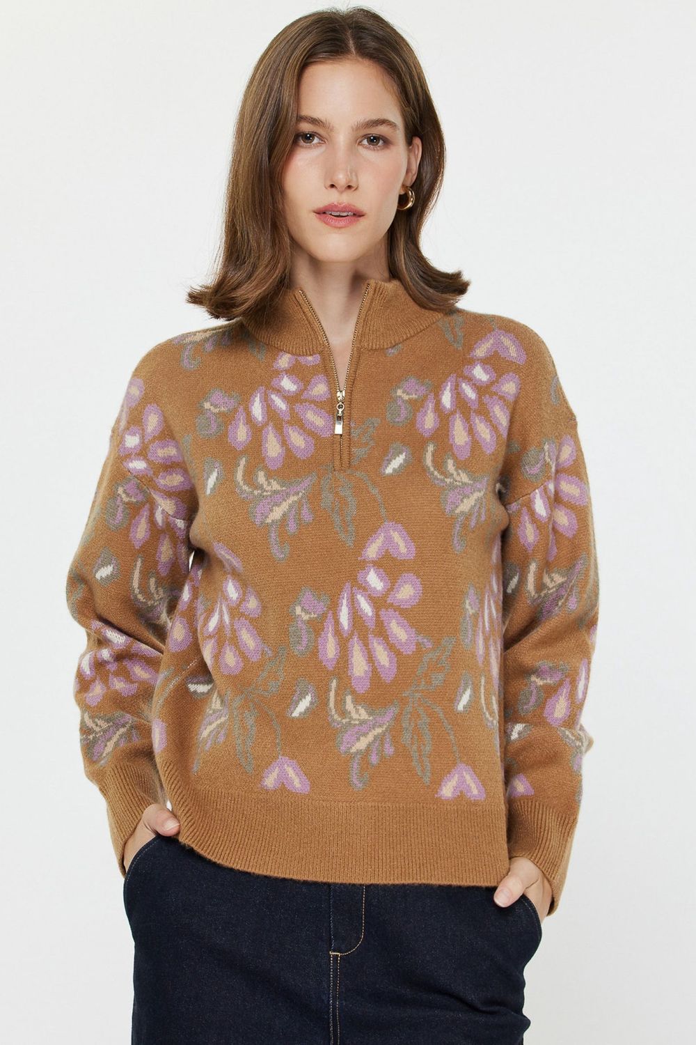 Zip Pullover, Color: Denim Multi, Size: XS