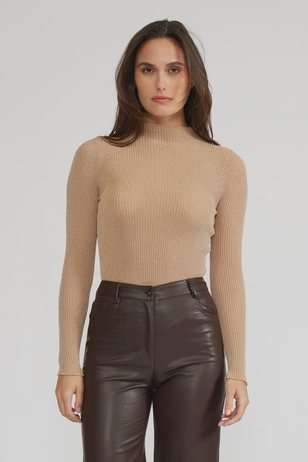 Pacie Knit Top, Color: Taupe, Size: XS