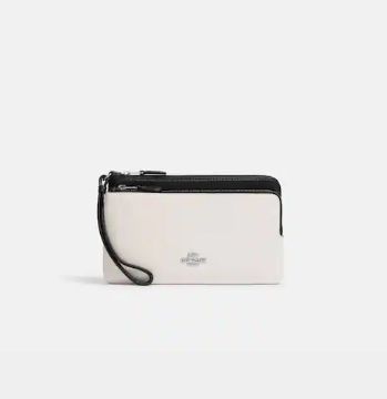 Double Zip Wallet, Color: Silver/Chalk/ Black Multi