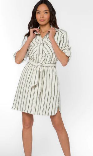 Gelsey Dress, Color: Olive Stripe, Size: XS