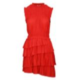 Tory Pleated Dress, Color: Red Orange, Size: XS
