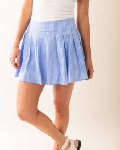 Kova Pleated Skirt, Color: Blue Stripe, Size: XS