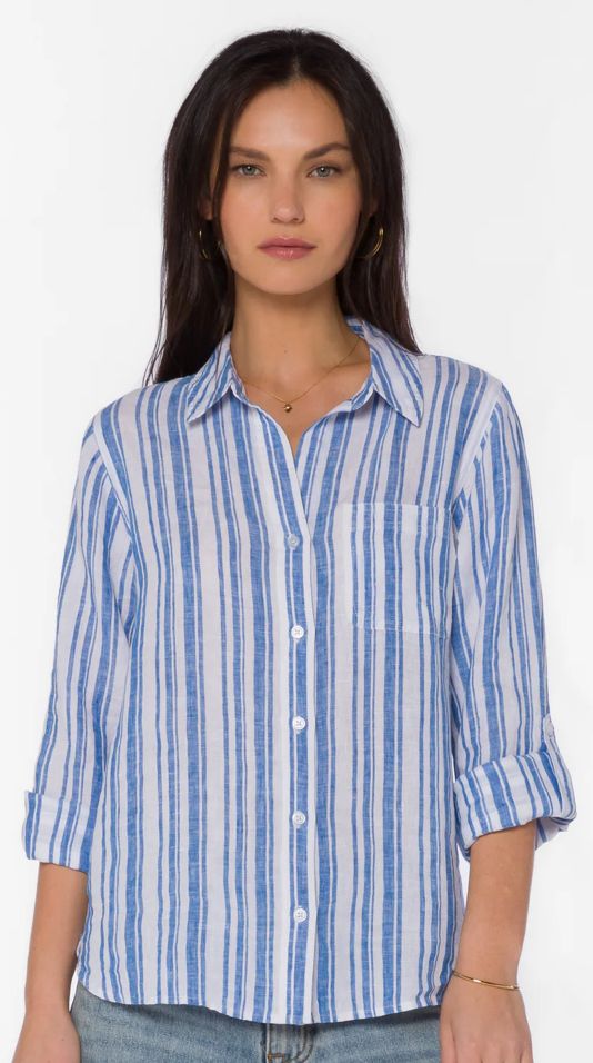 Elisa Top, Color: Blue Stripe, Size: XS