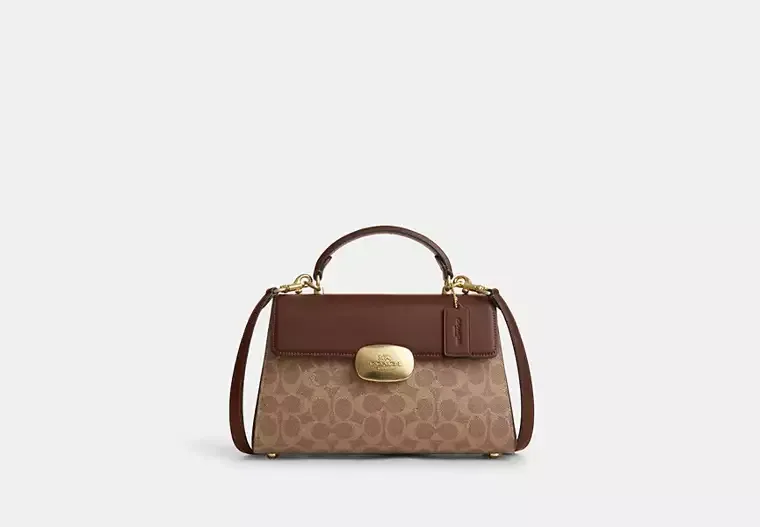 Eliza Top Handle, Color: Gold/ Tan/ Brown