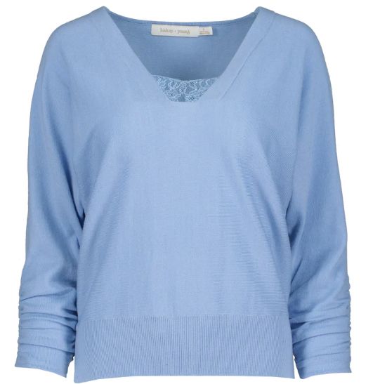 Lace Insert Sweater, Color: Mineral, Size: XS