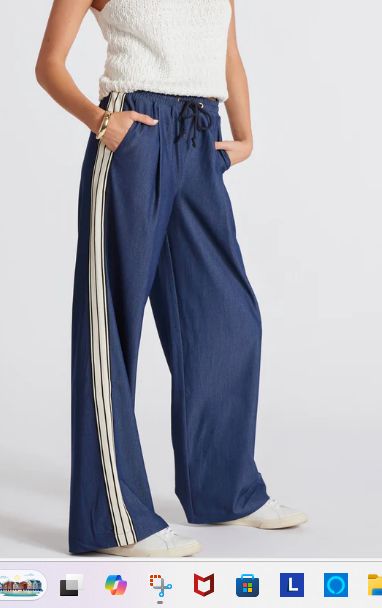 Sporty Tencel Pull-On Pant, Color: Blue Tencel, Size: XS