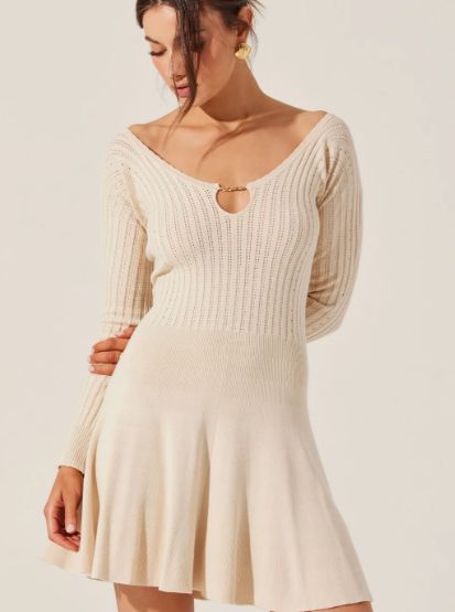 Cybelle Sweater Dress, Color: Natural, Size: XS