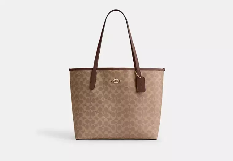 City Tote Signature Bags, Color: Gold/Tan / Brown