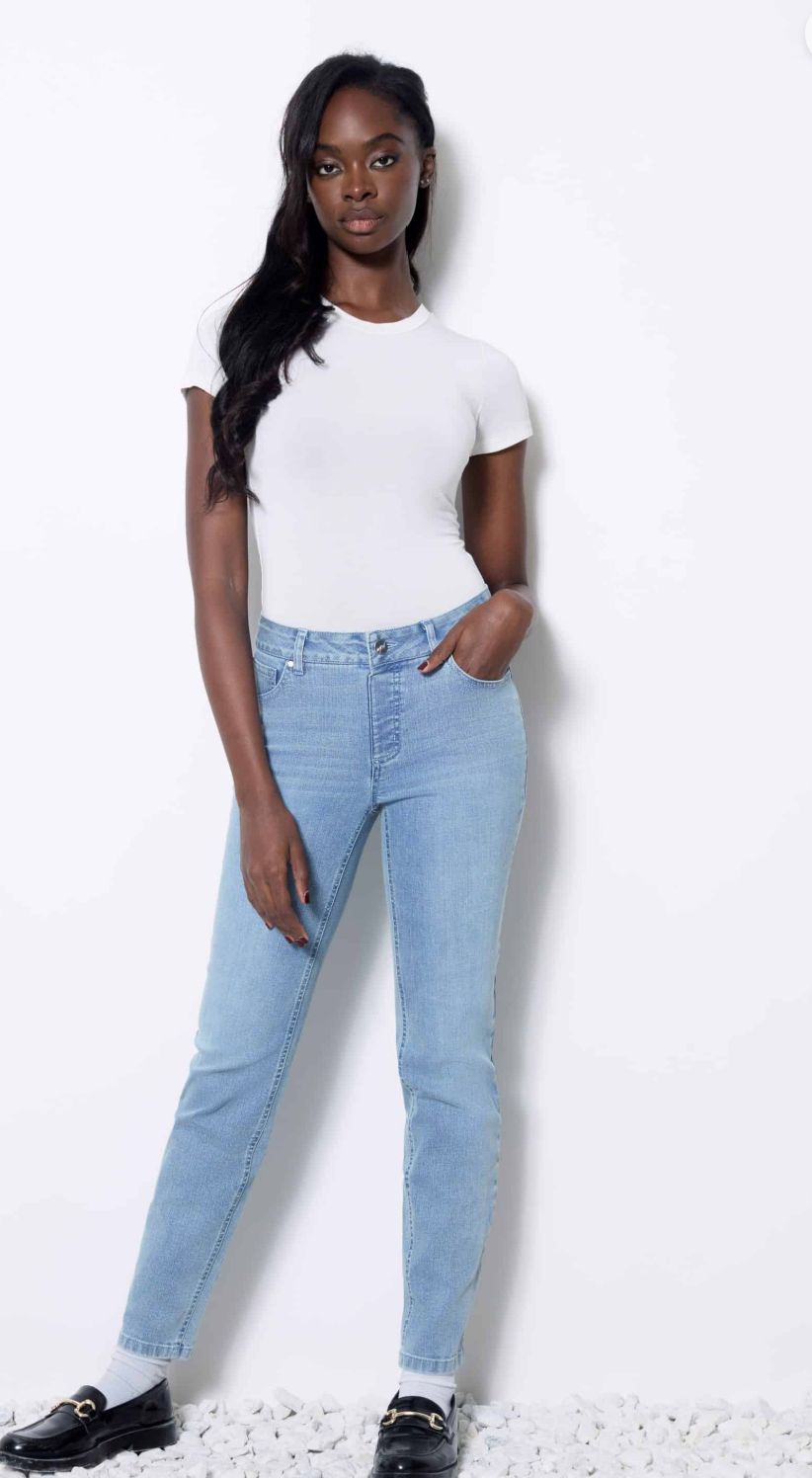 Slim Ankle Denim, Color: Light Blue, Size: 4