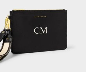 HALLIE WRISTLET POUCH, Color: Black