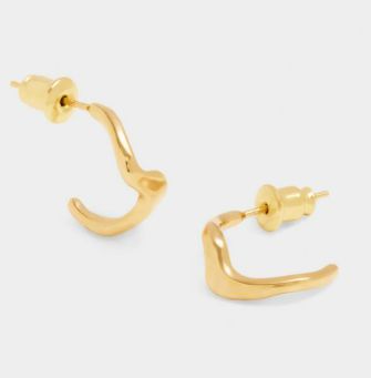 MARINA WAVE HOOP EARRINGS, Color: Gold Coated