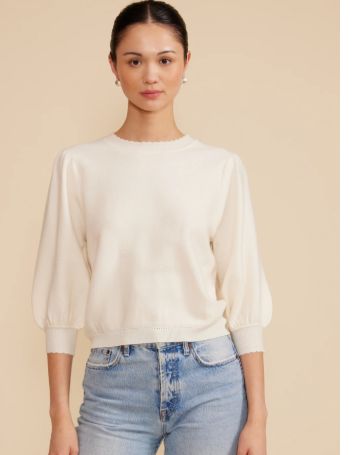 Britt Knit Top, Color: Ivory, Size: XS