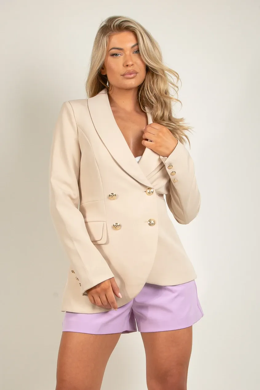 Asymetrical Tailored Blazer, Color: Beige, Size: 36
