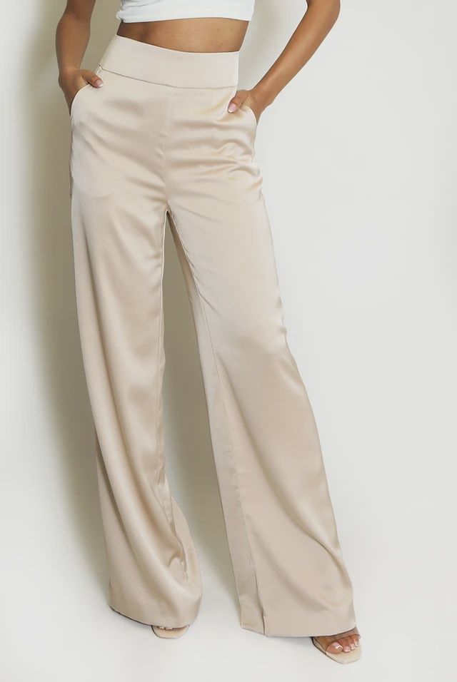 Tailored Linen Straight Trousers, Color: Beige, Size: 36