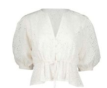 Chloe Eyelet Top, Color: Salt, Size: XS