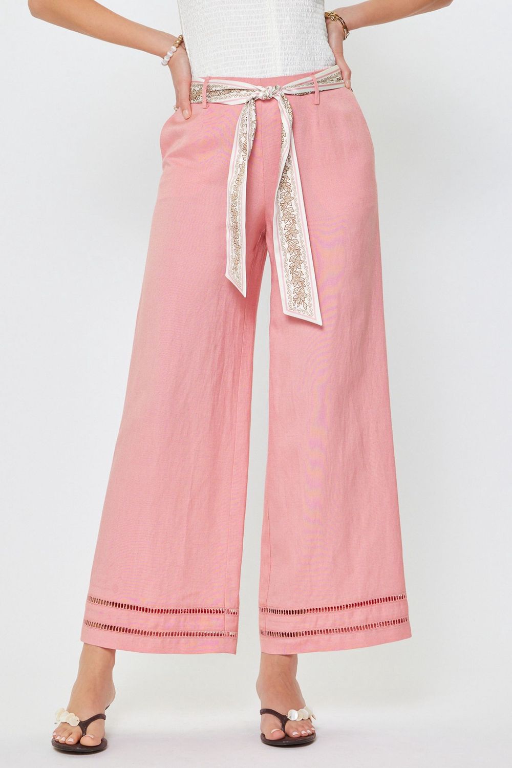 High Rise Wide Length Pant, Color: Pink, Size: XS