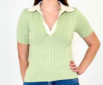 Smith Polo Top, Color: Sage, Size: XS