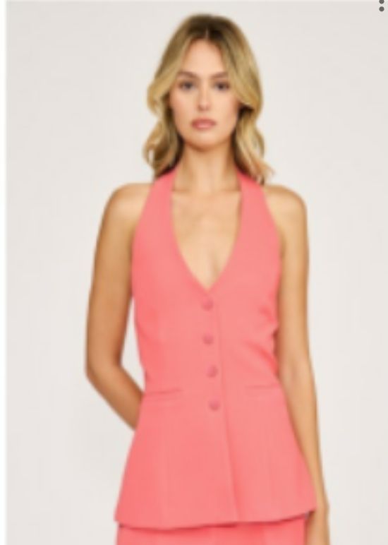 Whitney Halter Top, Color: Coral, Size: XS