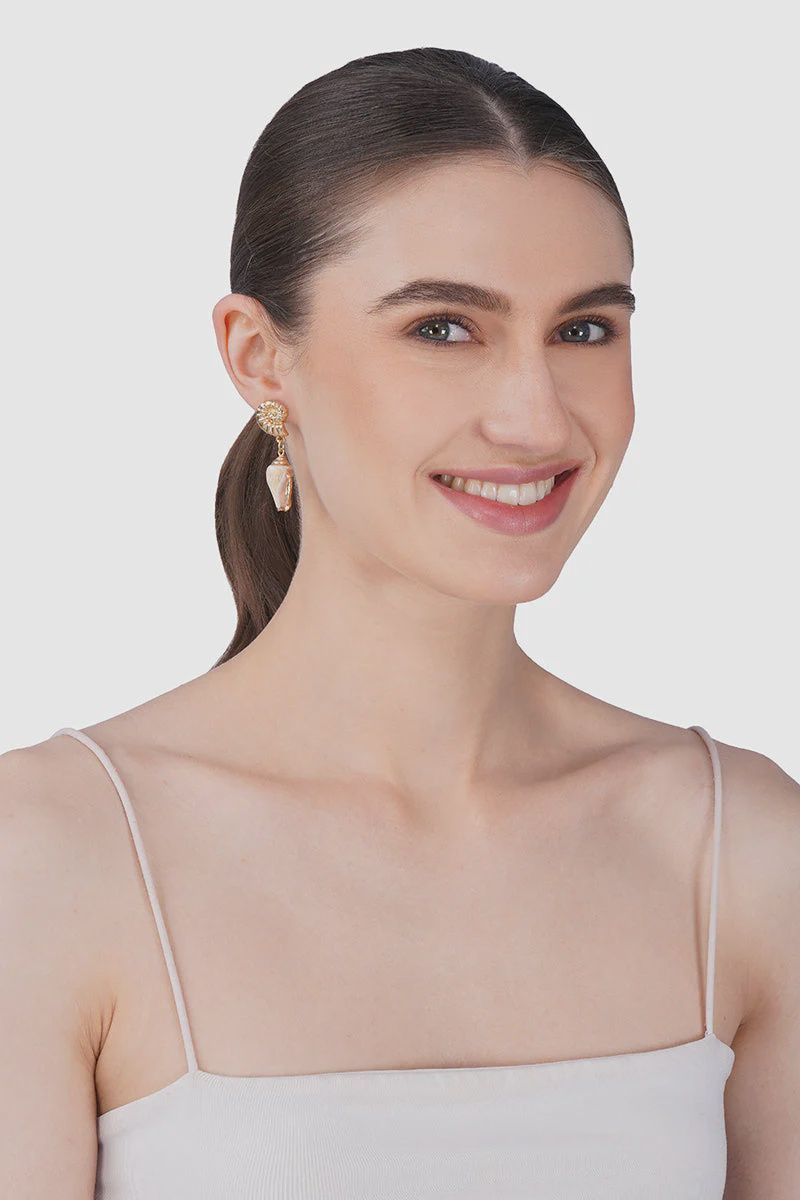 Seabreeze Conch Hand-Beaded Statement Earrings