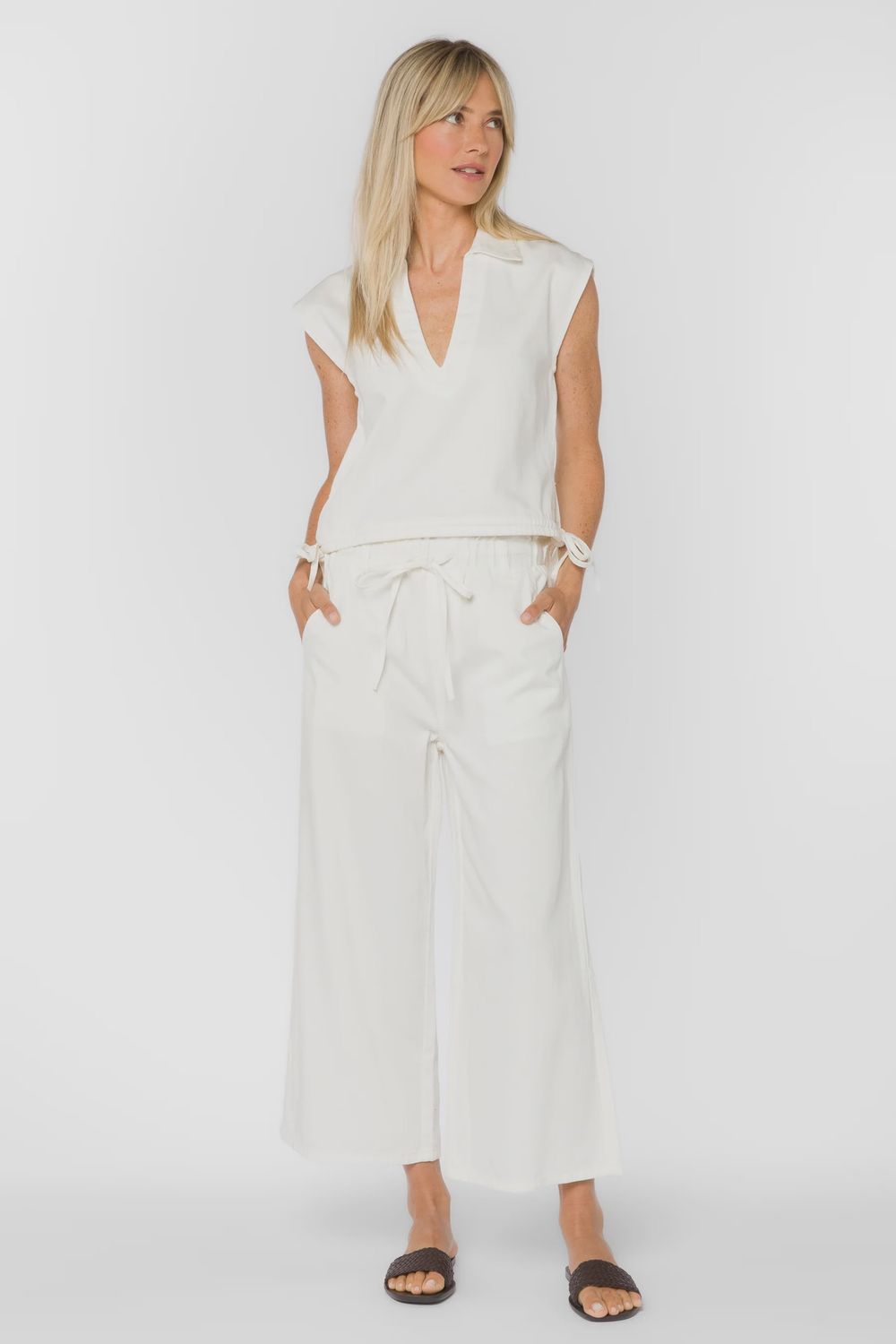 Claudette Wide Leg Pant, Color: Optic White, Size: XS