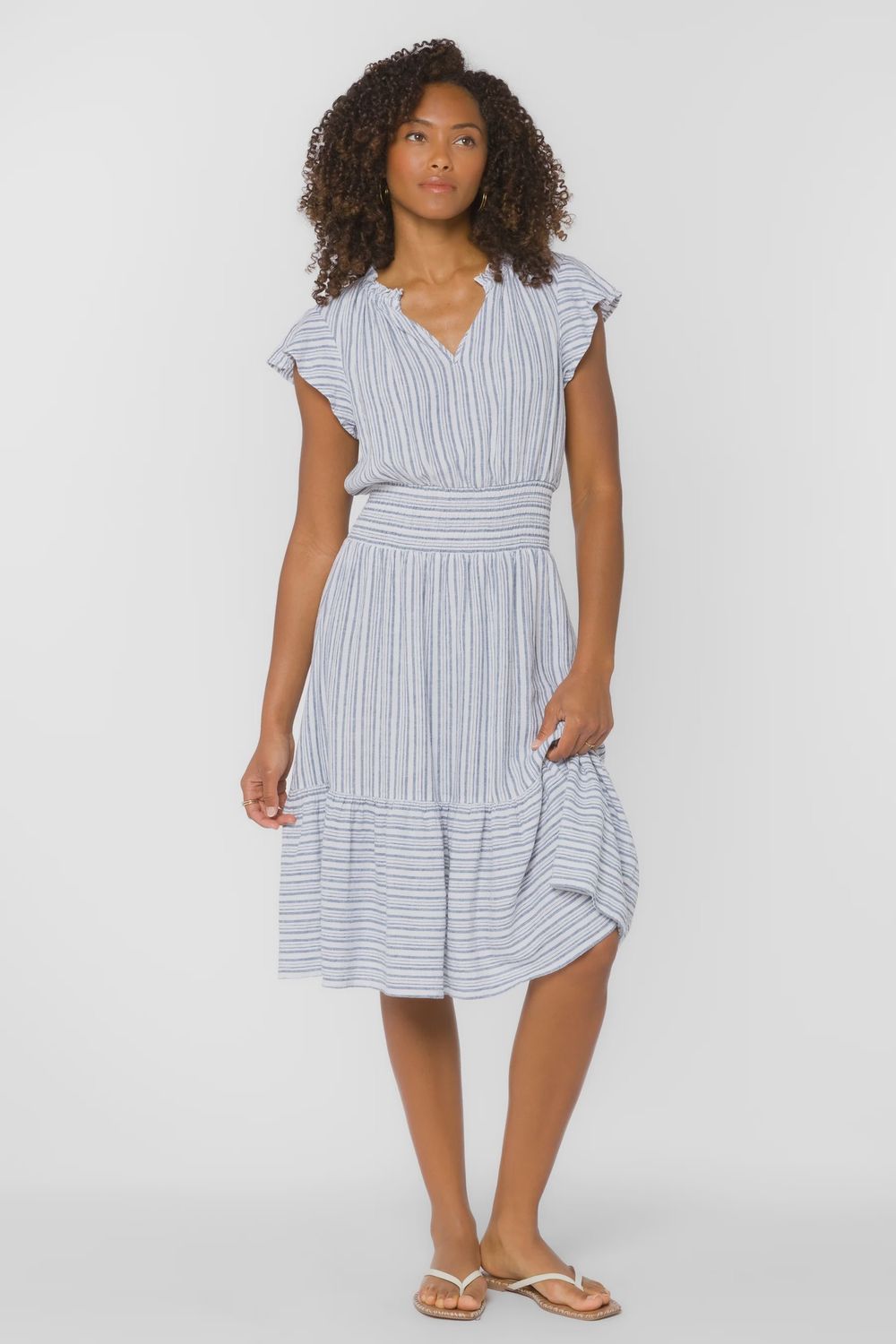 Shiri Dress, Color: Washed Blue Stripe, Size: XS