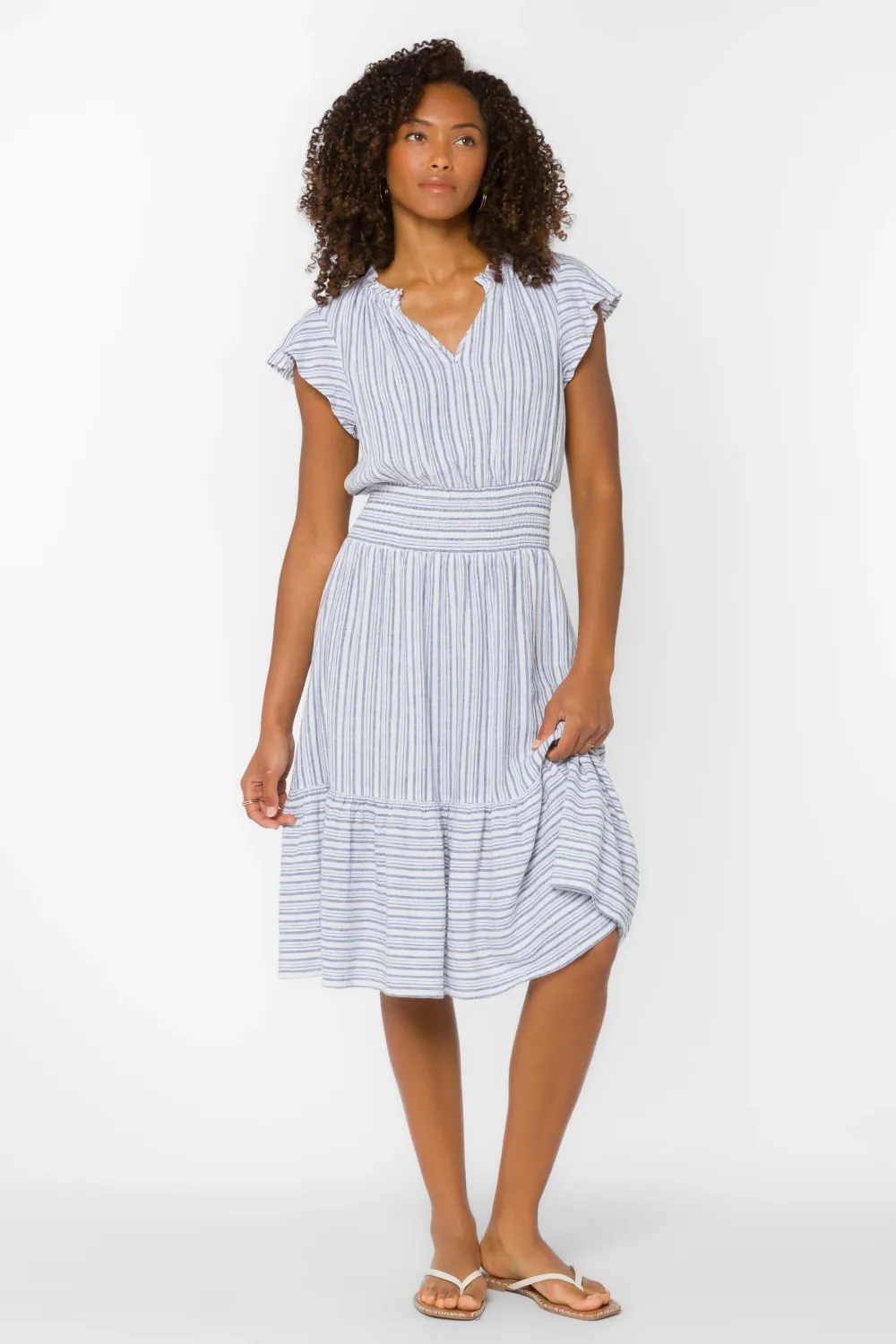 Shiri Dress, Color: Washed Blue Stripe, Size: XS