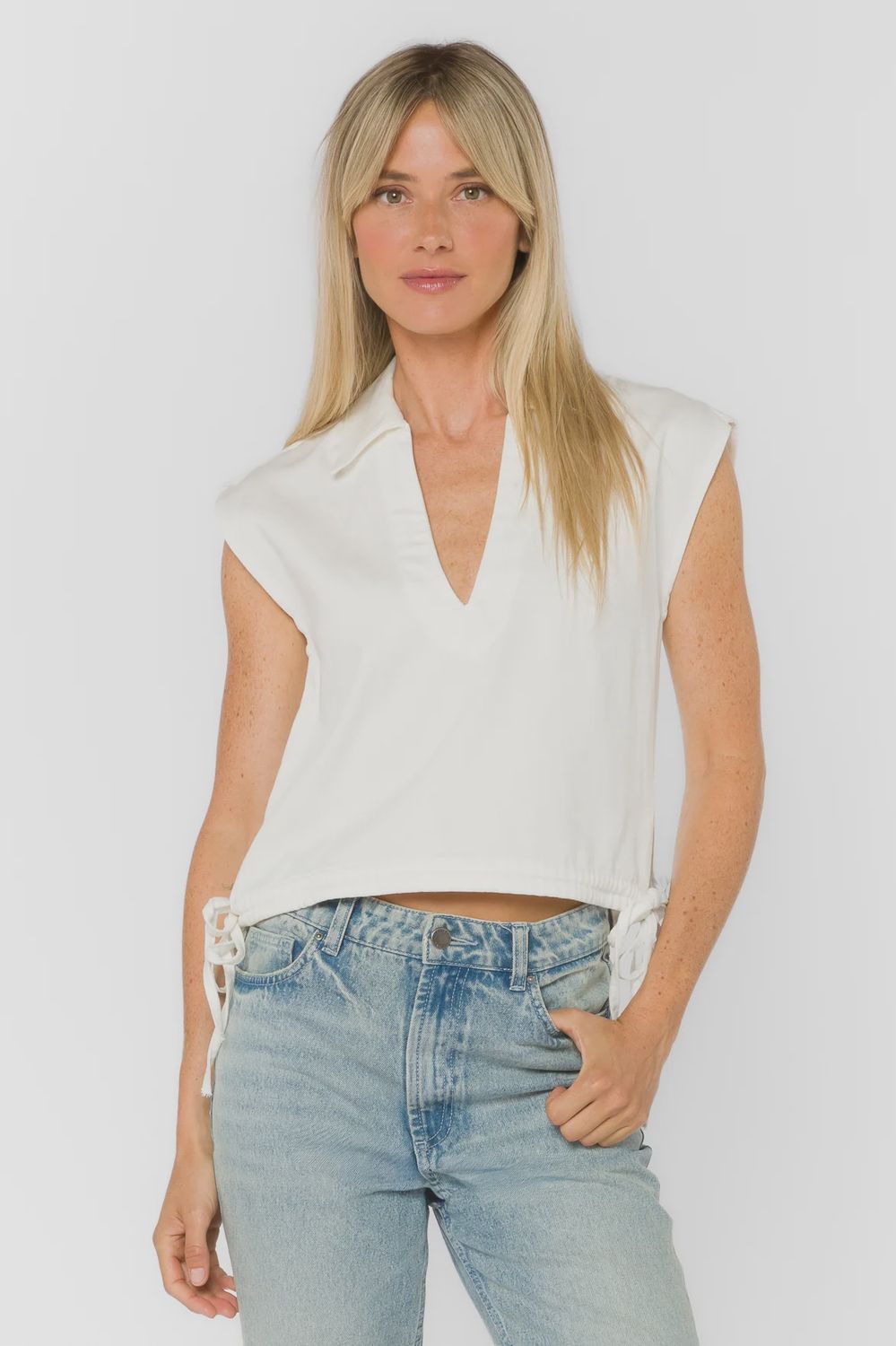 Capricorn Denim Top, Color: Optic White, Size: XS