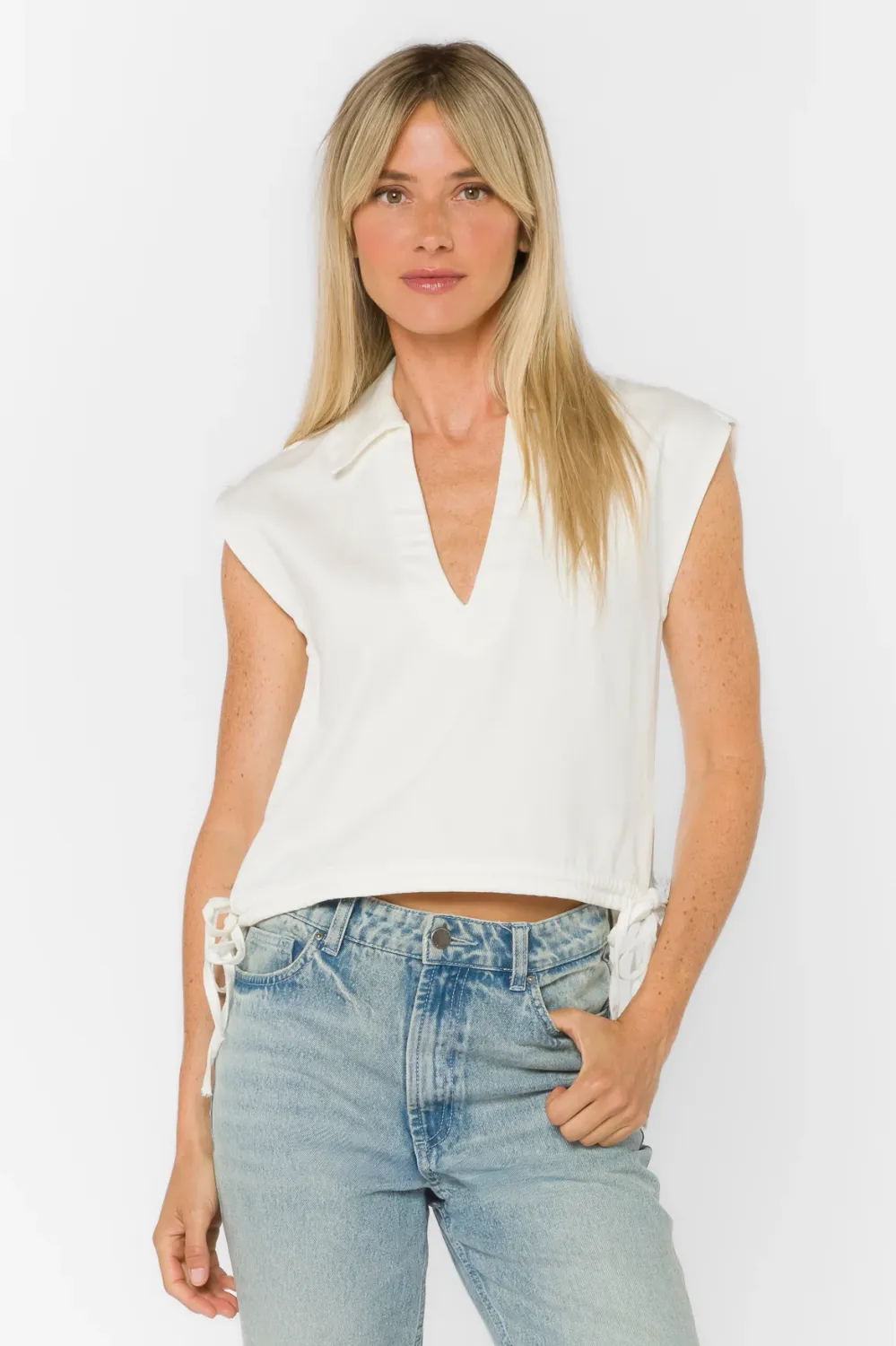 Capricorn Denim Top, Color: Optic White, Size: XS