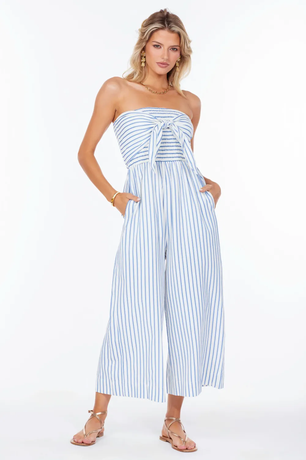 Elvia Jumpsuits, Color: Blue Stripe, Size: XS