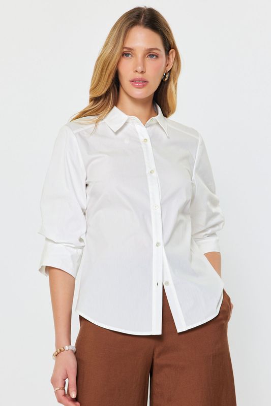 3/4 Sleeve Button Down Blouse