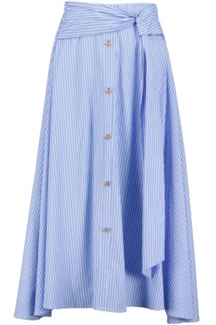Poplin Midi Skirt, Color: Blue Stripe, Size: XS