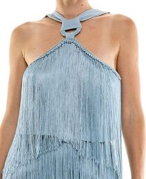 Fringe Halter Tank, Color: Blue, Size: S