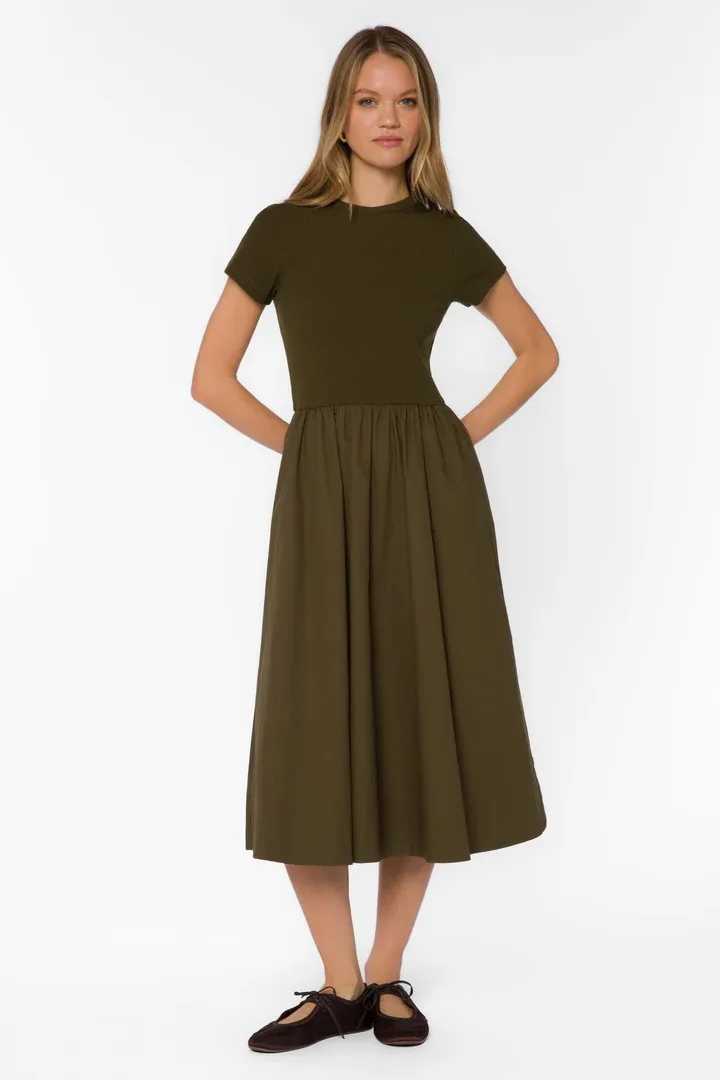 Tumi Mixed Media Dress, Color: Forest, Size: XS