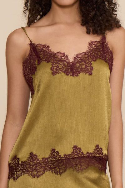 Vanessa Lace Trim Top, Color: Chartreuse, Size: XS