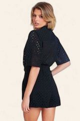 Saint Tropez Eyelet Top, Color: Black Eyelet, Size: XS