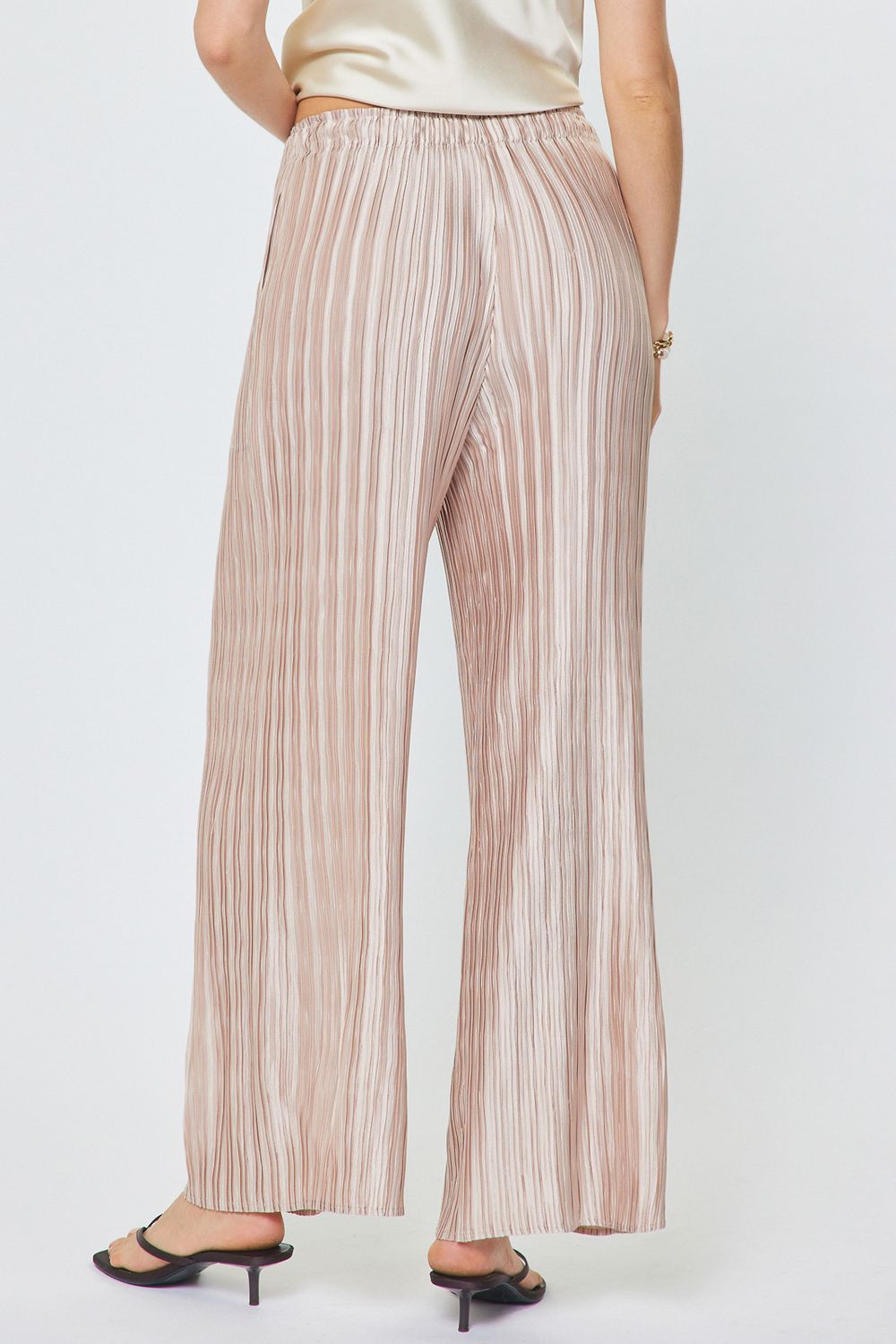 Pleated Drawstring Pants, Color: Pink Champagne, Size: XS