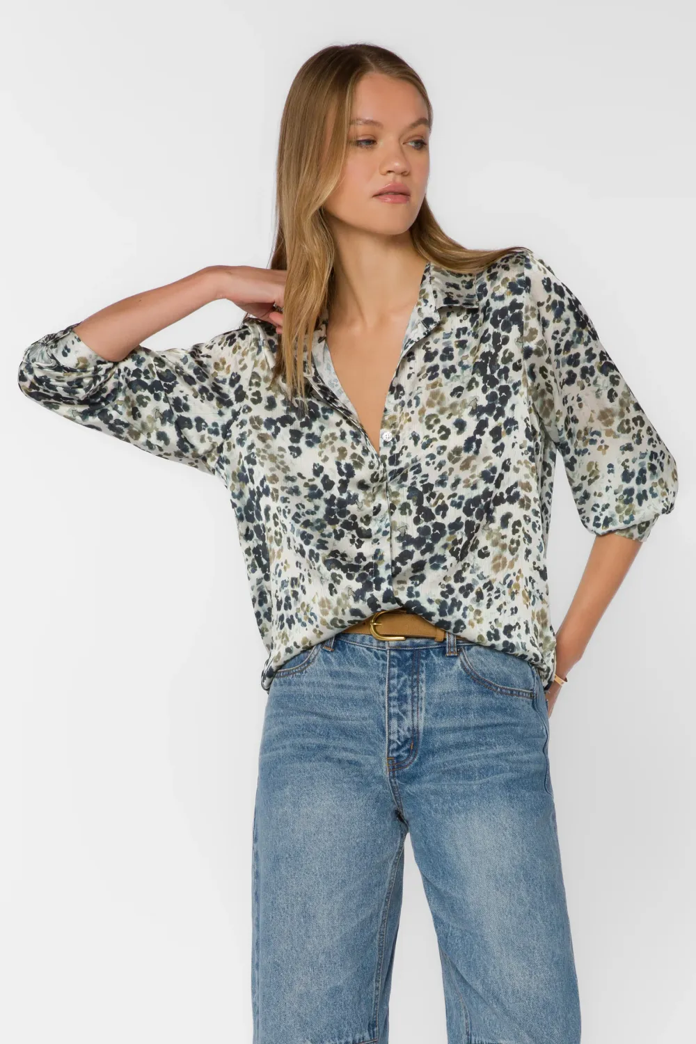Natalie Top, Color: Hand Painted Leopard, Size: XS
