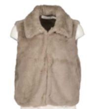 Faux Fur Funnel Neck Vest, Color: Taupe, Size: XS