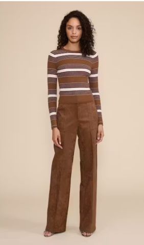 Diana Faux Suede Wide Leg Pant, Color: Brown, Size: XS