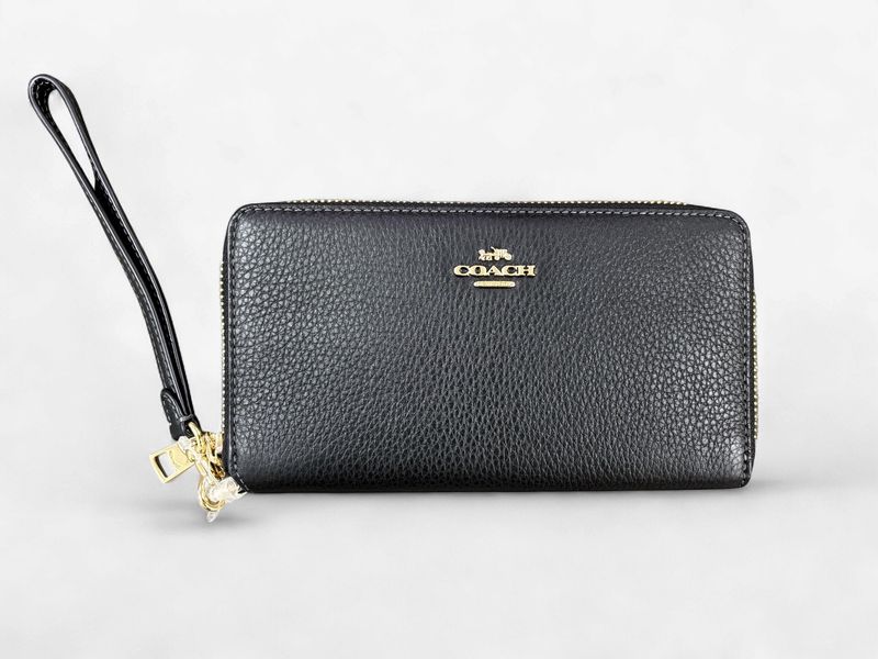 Long Zip Around Wallet - Gold/ Black
