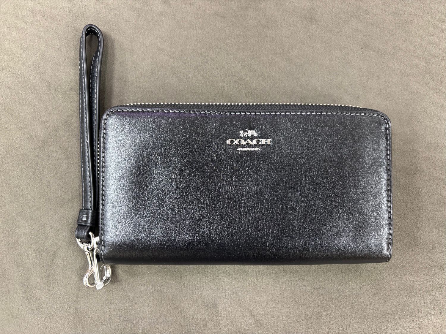 Long Zip Around Wallet - Silver / Black