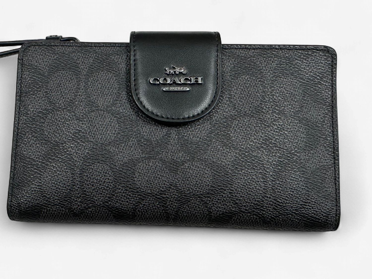 Tech Phone Wallets In Signature Canvas - Gunmetal/Charcoal/Black